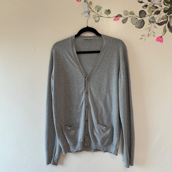 Roberto Collina Gray V-Neck Men's Cardigan, Unisex Style, Size Large - Picture 9 of 9